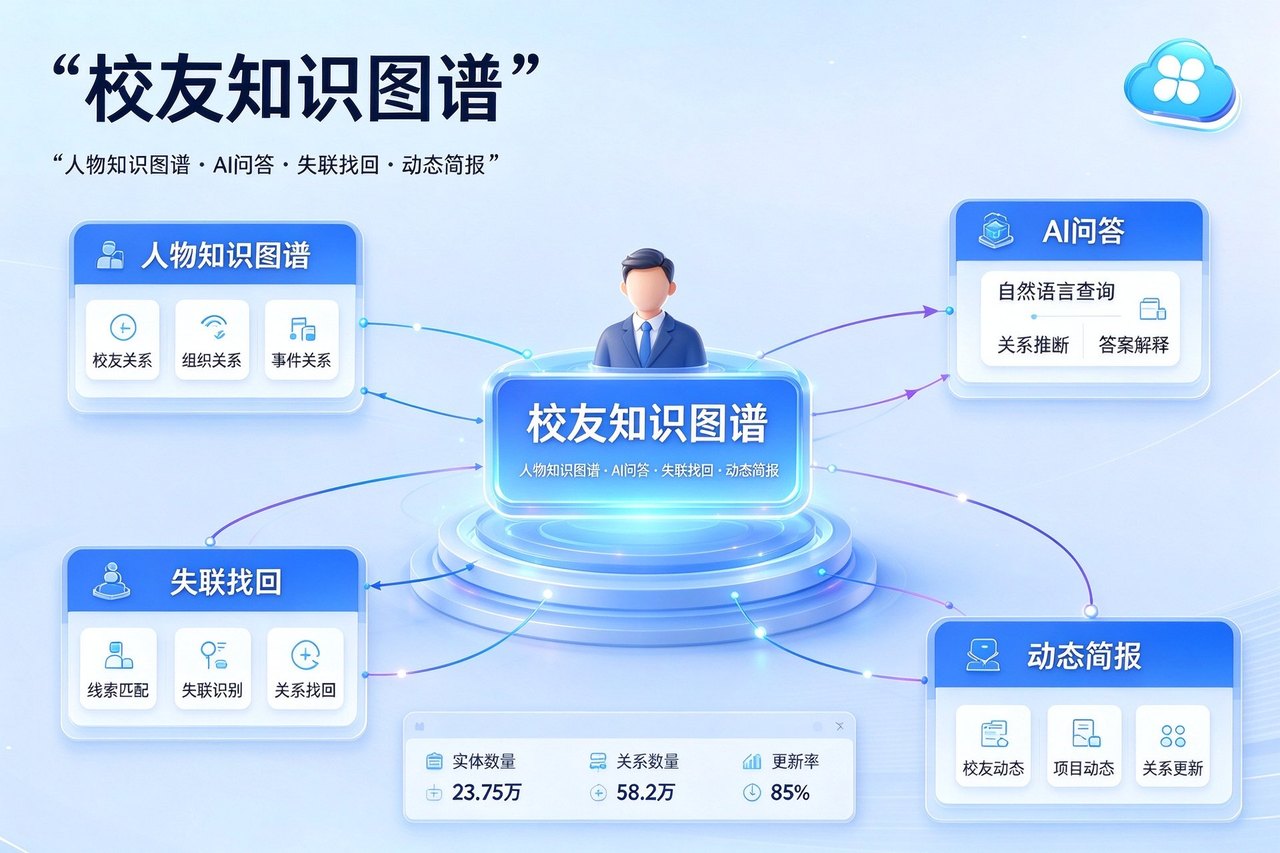 校友知识图谱：人物知识图谱、AI 问答、失联找回、动态简报